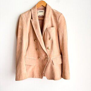 L'Agence Nude Beige Double Breasted Suede Goatskin Blazer 6